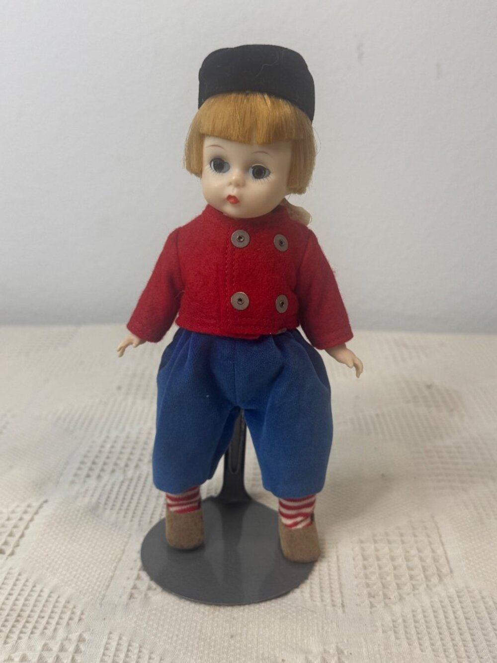 Madame Alexander Dutch Boy Collectible Doll Vintage Outfit Red Blue Closing Eyes